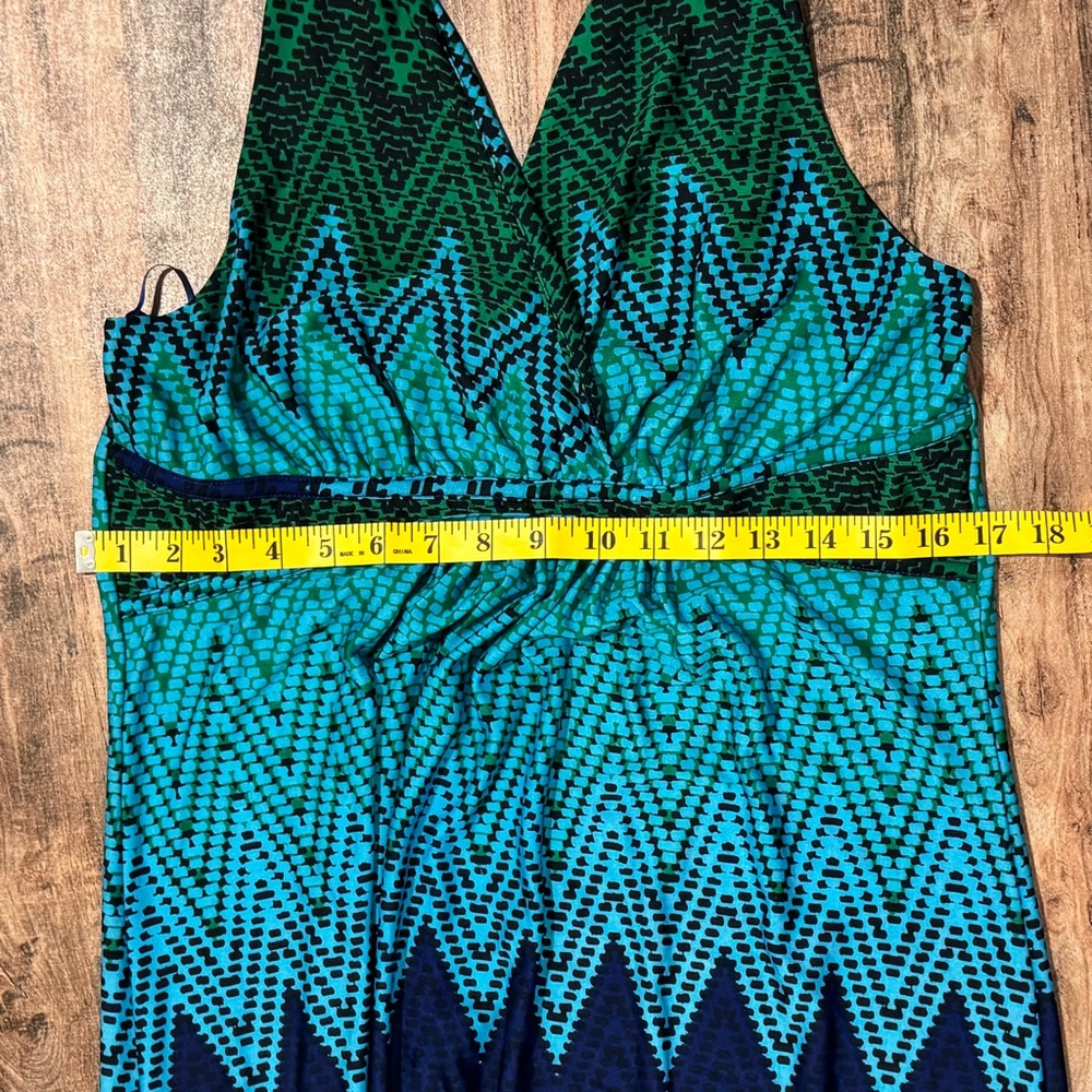 SMITH Chevron Maxi Dress in Teal, Green & Navy - Picture 5 of 7